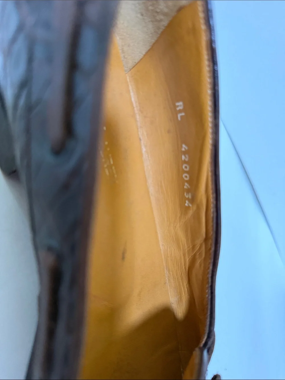 Vintage Ralph Lauren Dark Brown alligator skinLeather Loafers with Bow.